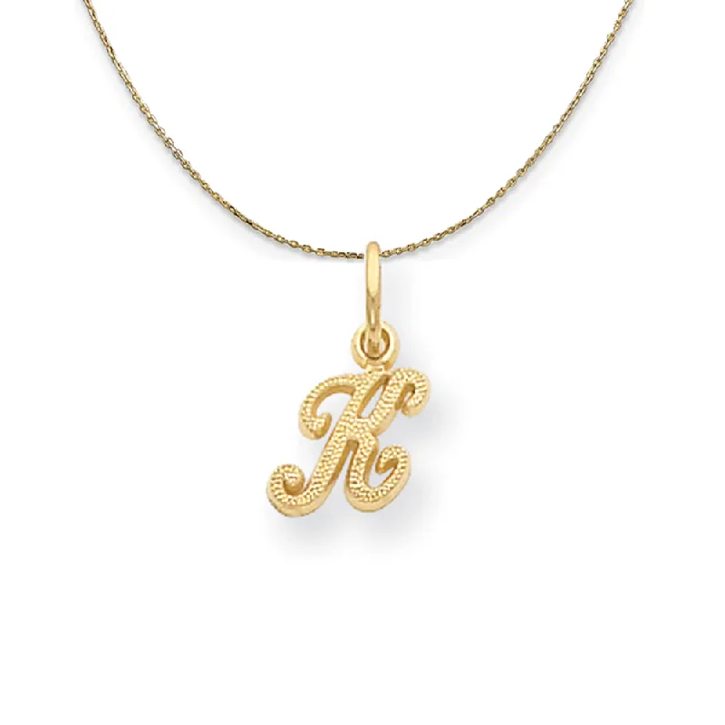 Sadie 14k Yellow Gold Satin Script Initial Necklace Letter K