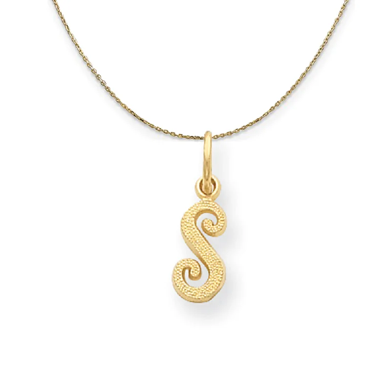 Sadie 14k Yellow Gold Satin Script Initial Necklace Letter S