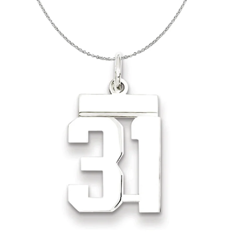 Silver, Athletic Collection, Small Polished Number 31 Necklace