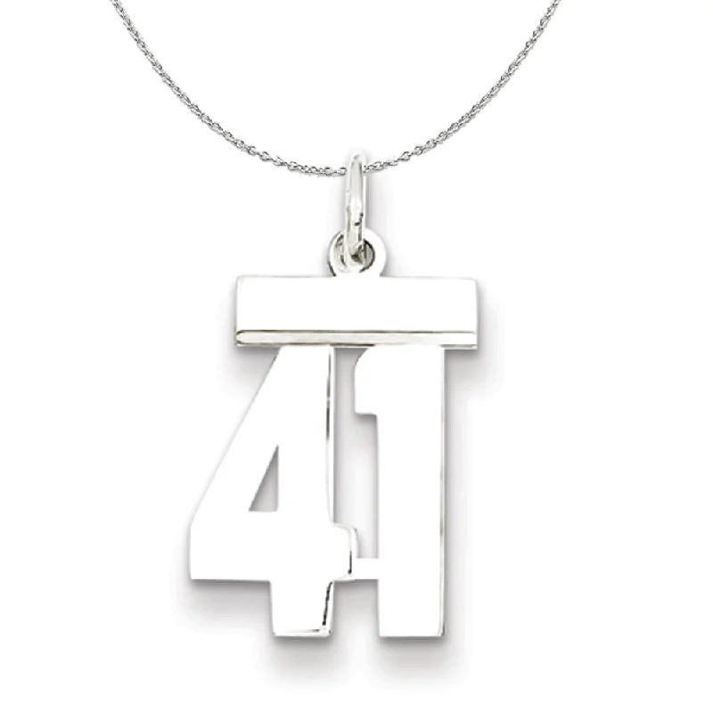 Silver, Athletic Collection, Small Polished Number 41 Necklace