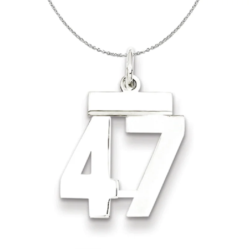 Silver, Athletic Collection, Small Polished Number 47 Necklace