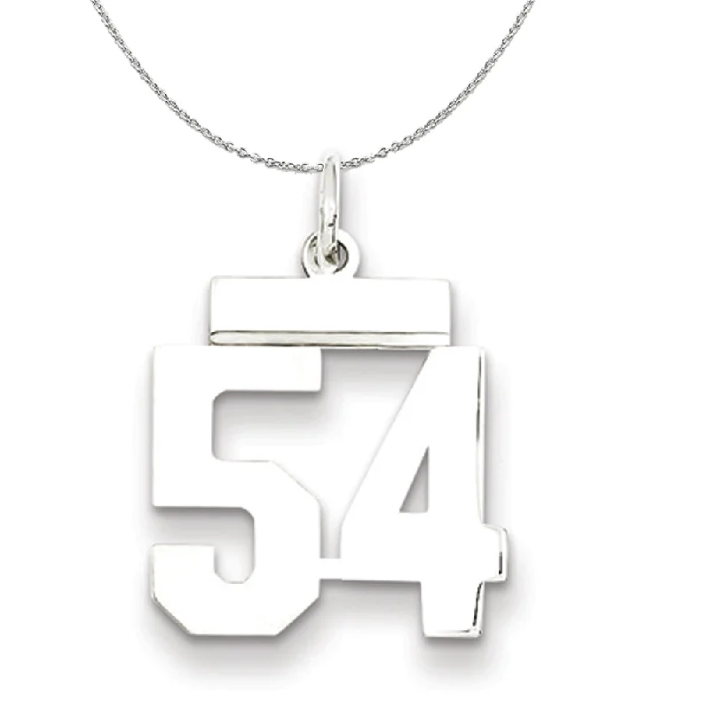 Silver, Athletic Collection, Small Polished Number 54 Necklace