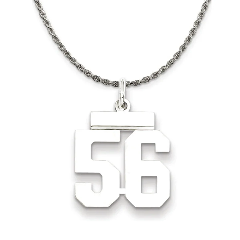 Sterling Silver Athletic Lg Polished Number 56 Necklace