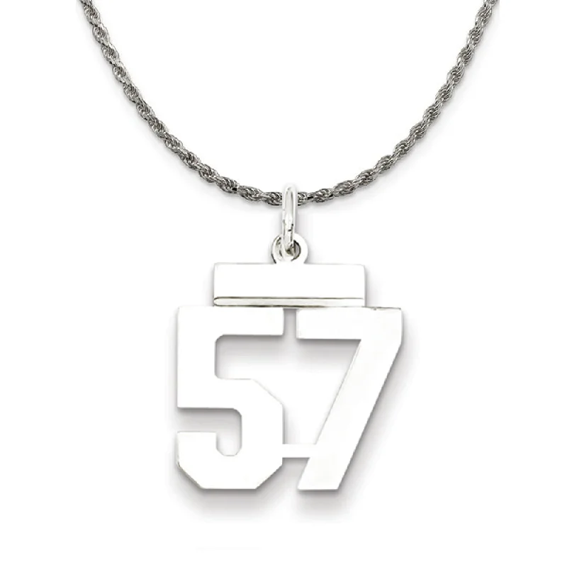 Sterling Silver Athletic Lg Polished Number 57 Necklace