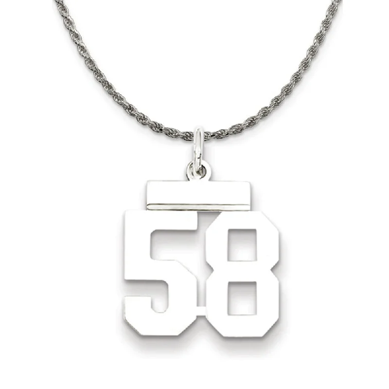 Sterling Silver Athletic Lg Polished Number 58 Necklace