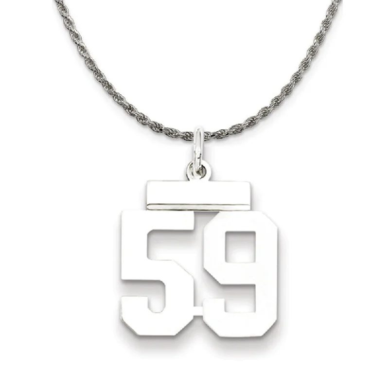 Sterling Silver Athletic Lg Polished Number 59 Necklace