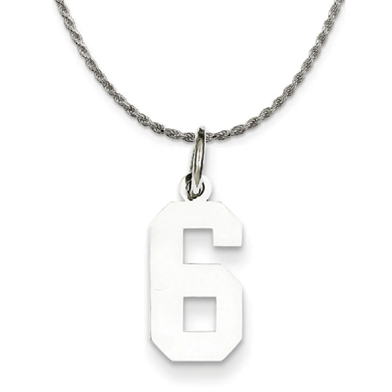 Sterling Silver Athletic Lg Polished Number 6 Necklace