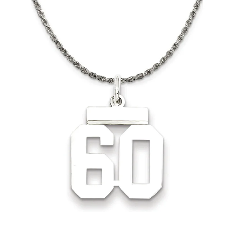 Sterling Silver Athletic Lg Polished Number 60 Necklace