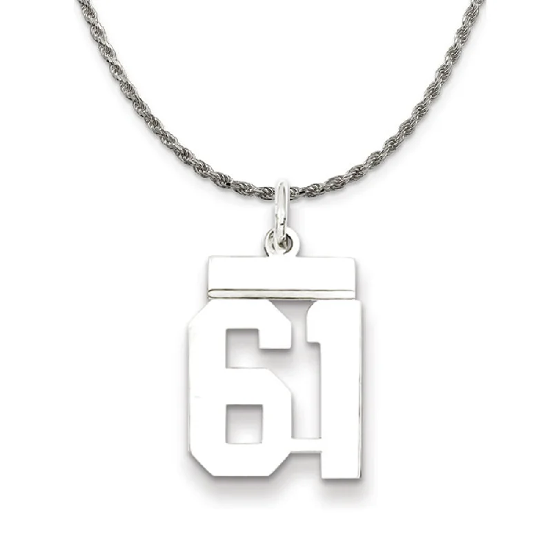 Sterling Silver Athletic Lg Polished Number 61 Necklace