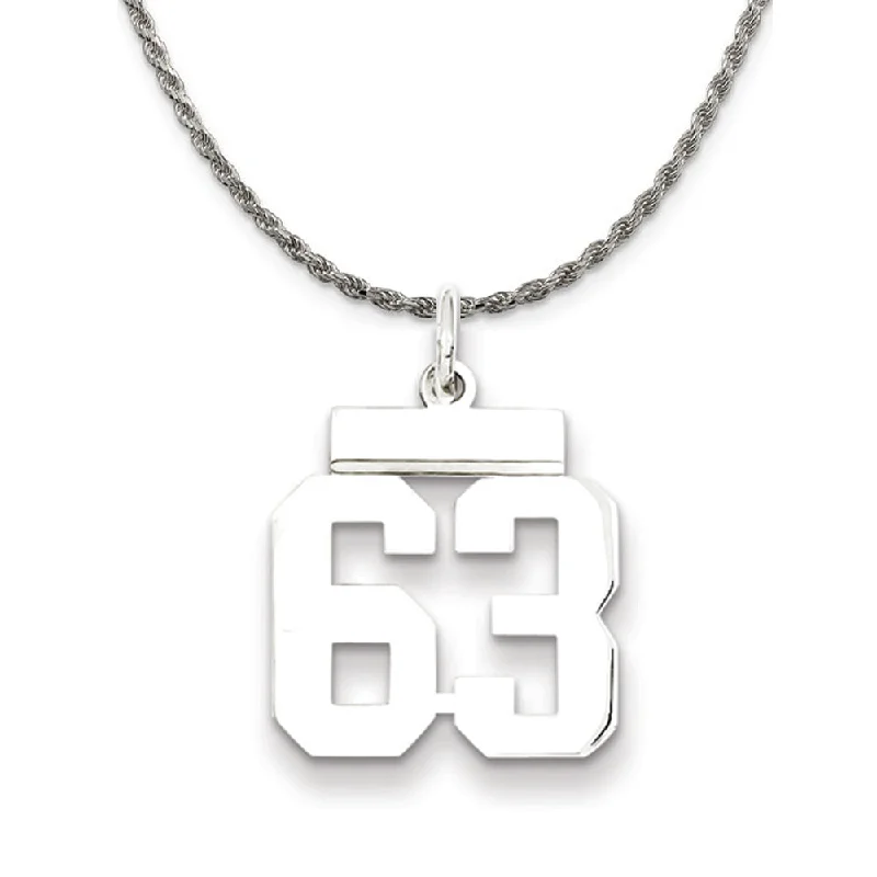 Sterling Silver Athletic Lg Polished Number 63 Necklace