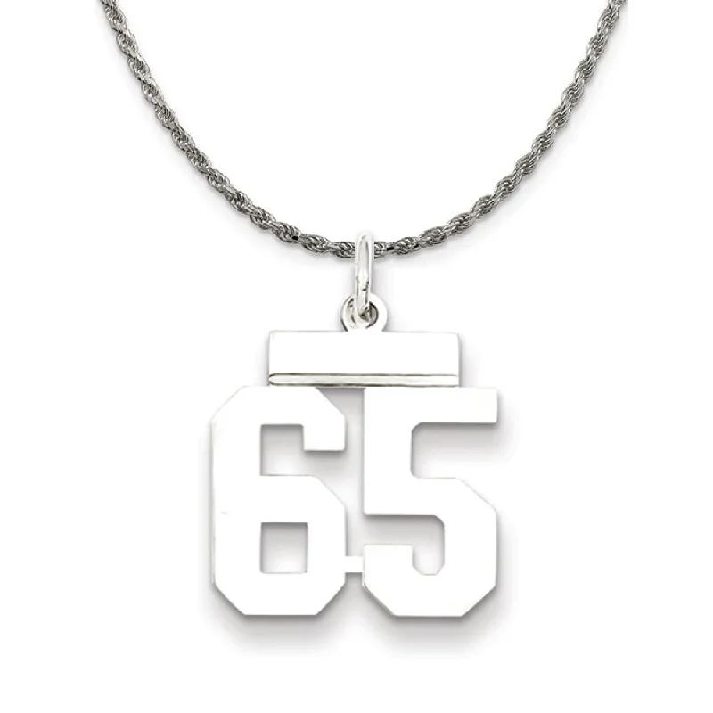 Sterling Silver Athletic Lg Polished Number 65 Necklace