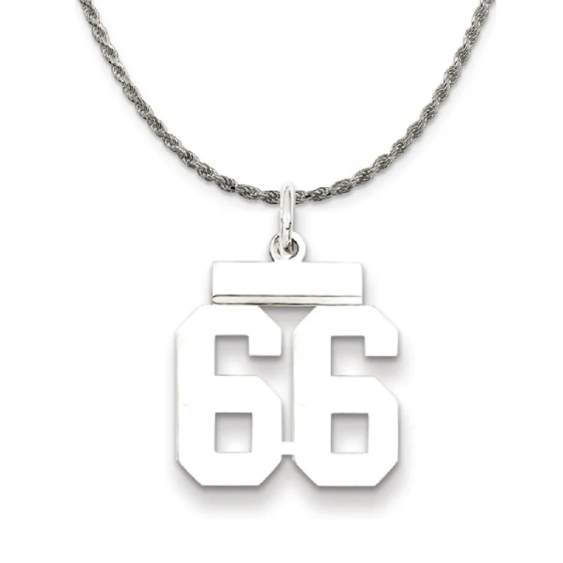 Sterling Silver Athletic Lg Polished Number 66 Necklace