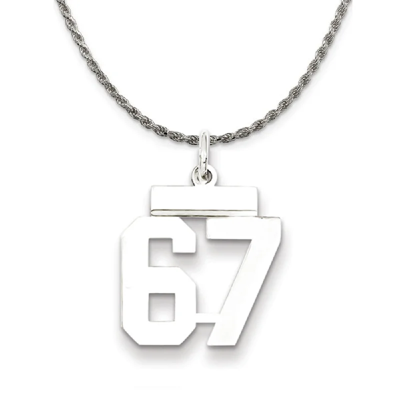 Sterling Silver Athletic Lg Polished Number 67 Necklace