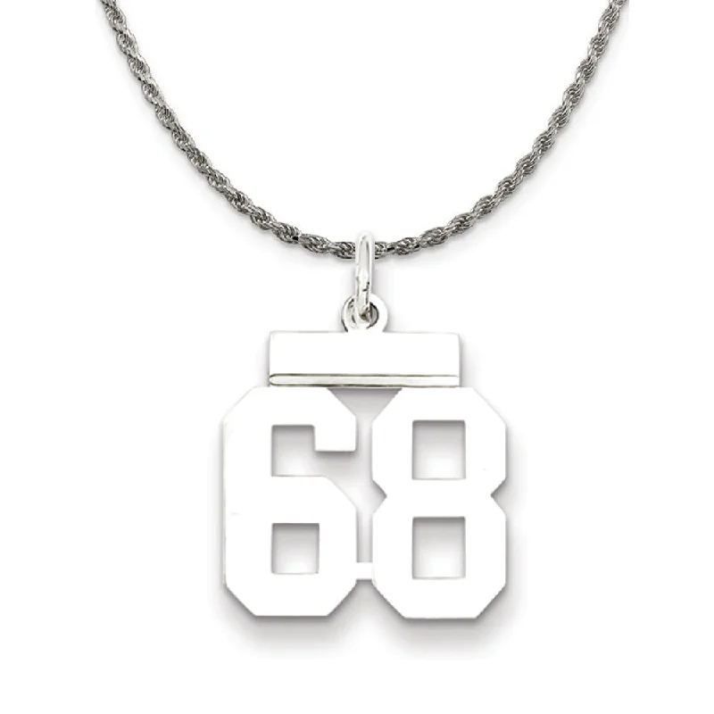 Sterling Silver Athletic Lg Polished Number 68 Necklace