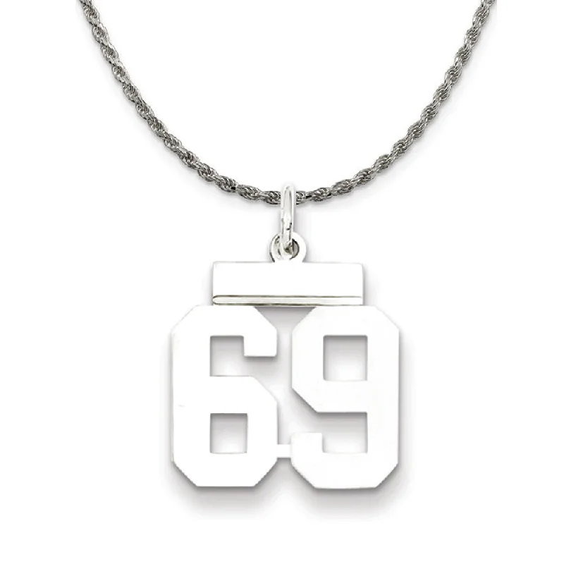 Sterling Silver Athletic Lg Polished Number 69 Necklace