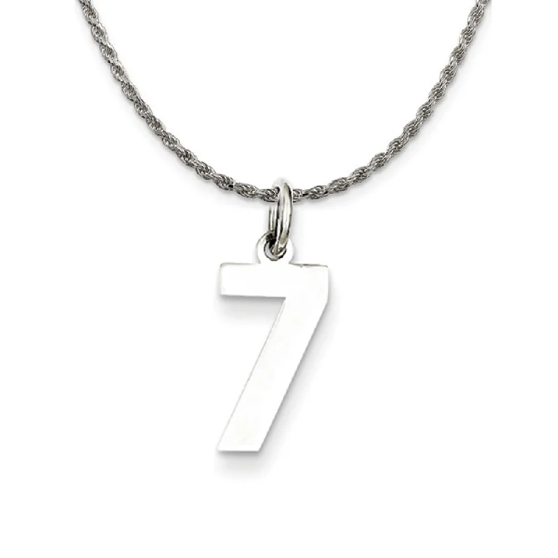 Sterling Silver Athletic Lg Polished Number 7 Necklace