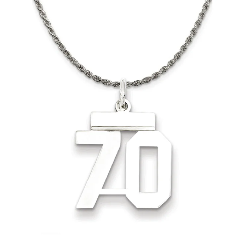 Sterling Silver Athletic Lg Polished Number 70 Necklace