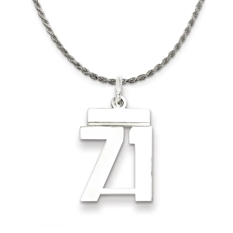 Sterling Silver Athletic Lg Polished Number 71 Necklace