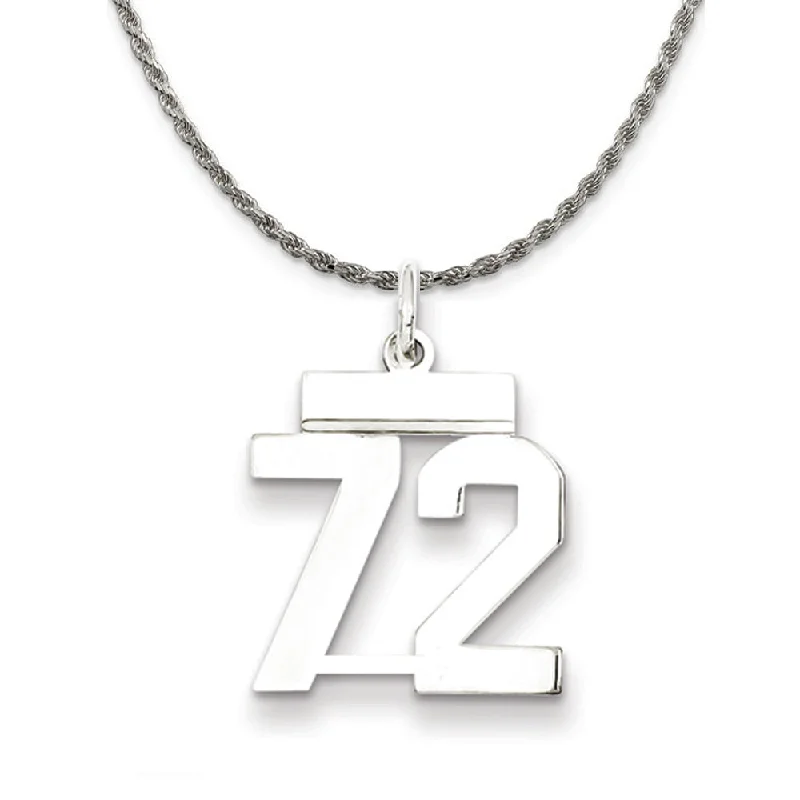 Sterling Silver Athletic Lg Polished Number 72 Necklace