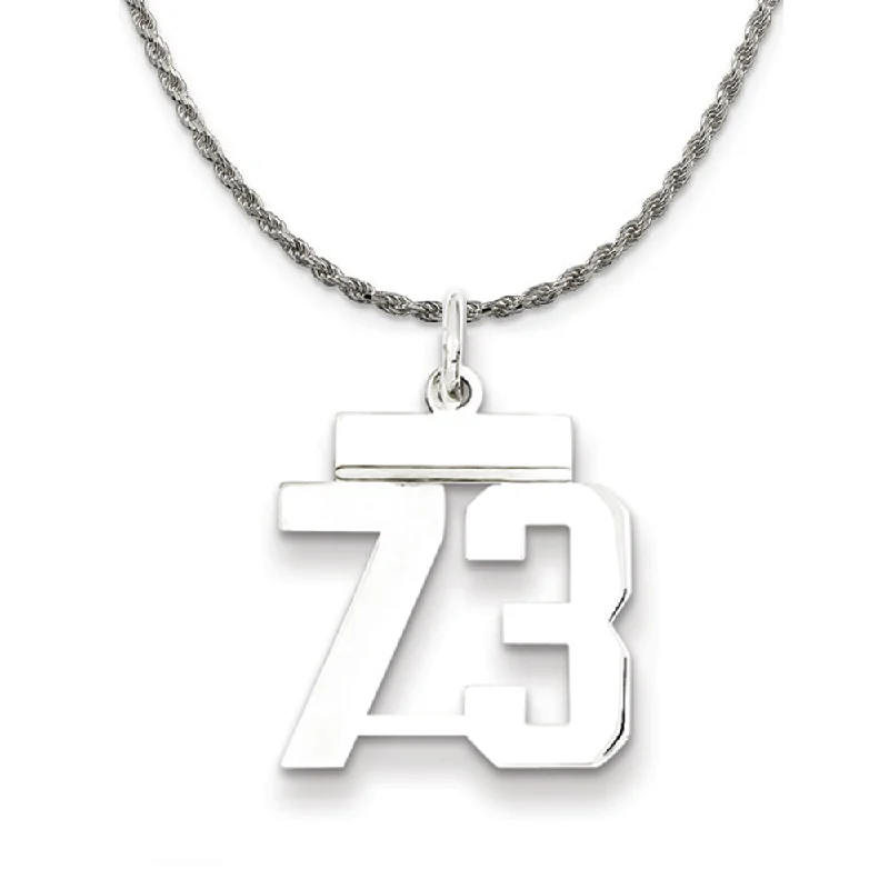 Sterling Silver Athletic Lg Polished Number 73 Necklace