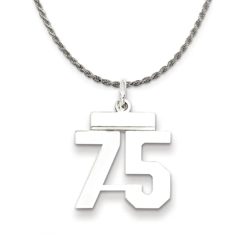 Sterling Silver Athletic Lg Polished Number 75 Necklace