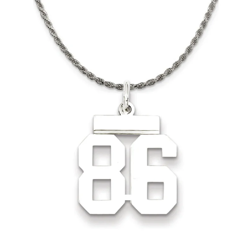 Sterling Silver Athletic Lg Polished Number 86 Necklace