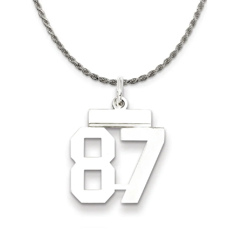 Sterling Silver Athletic Lg Polished Number 87 Necklace