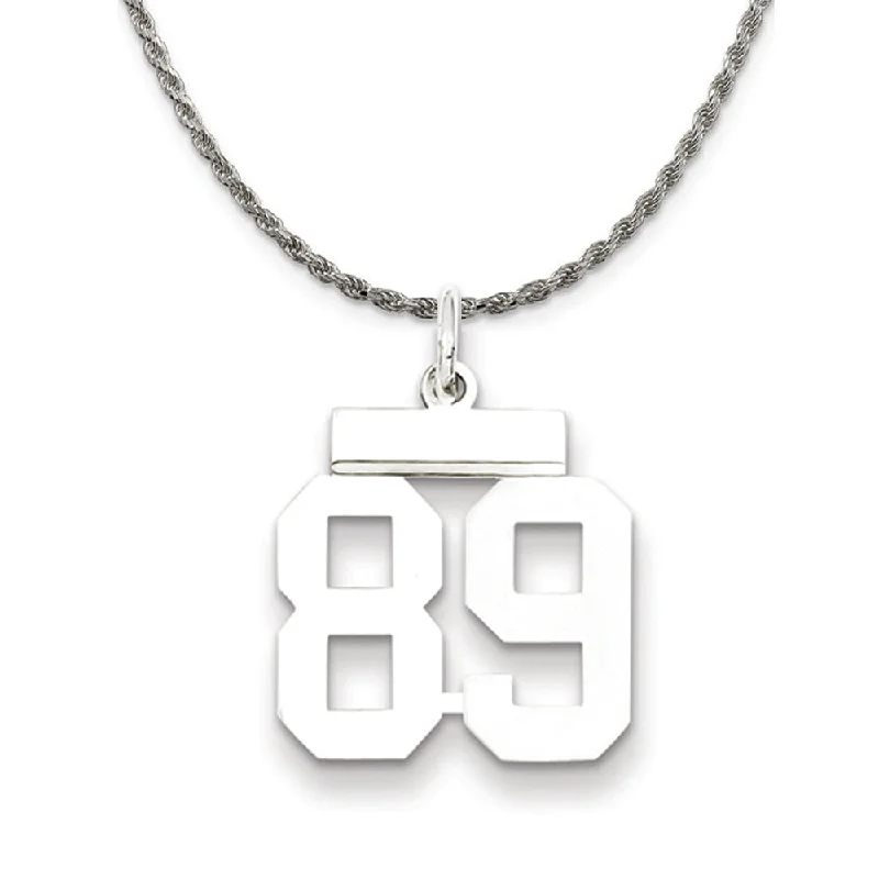 Sterling Silver Athletic Lg Polished Number 89 Necklace