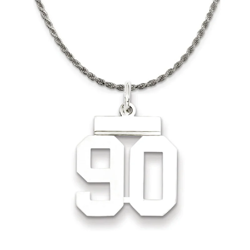 Sterling Silver Athletic Lg Polished Number 90 Necklace