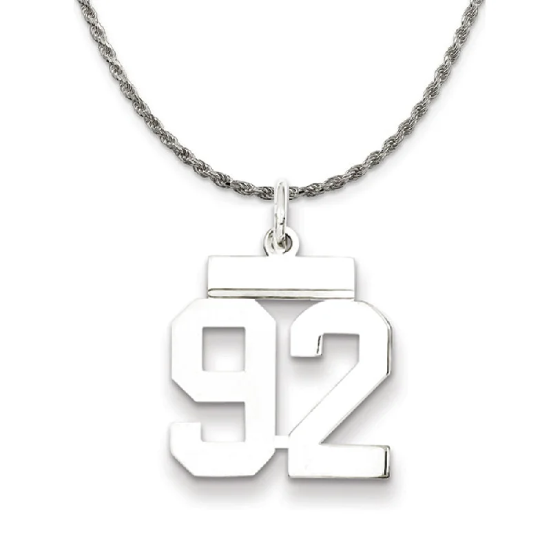 Sterling Silver Athletic Lg Polished Number 92 Necklace