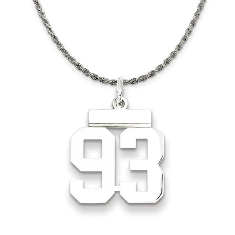 Sterling Silver Athletic Lg Polished Number 93 Necklace