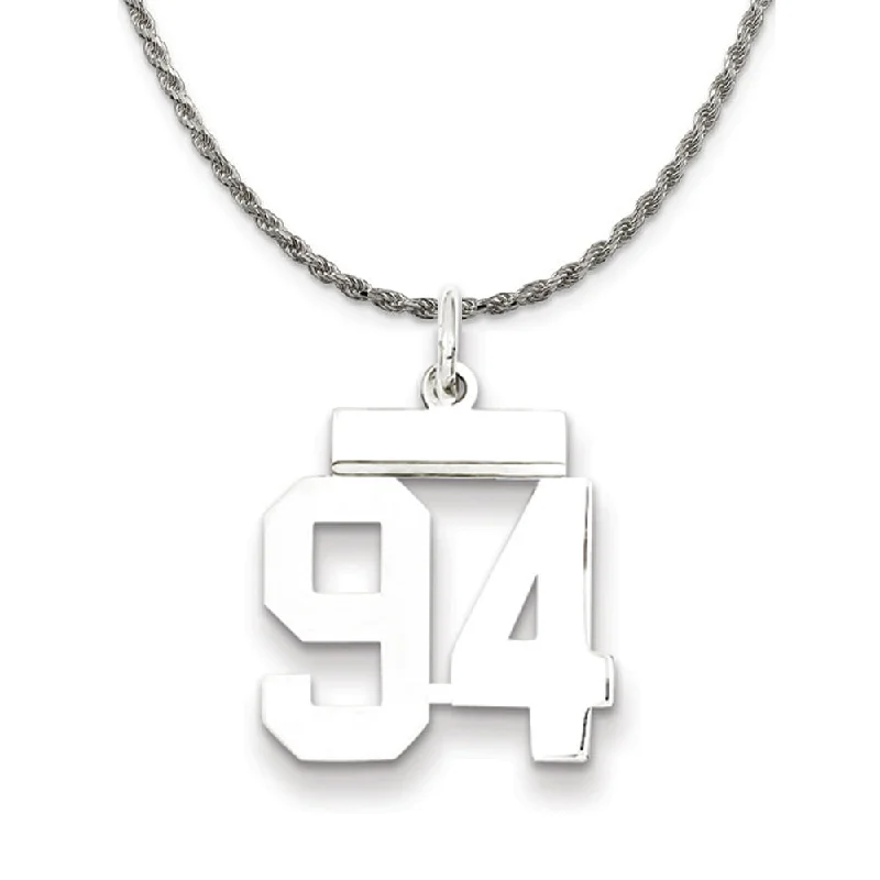 Sterling Silver Athletic Lg Polished Number 94 Necklace