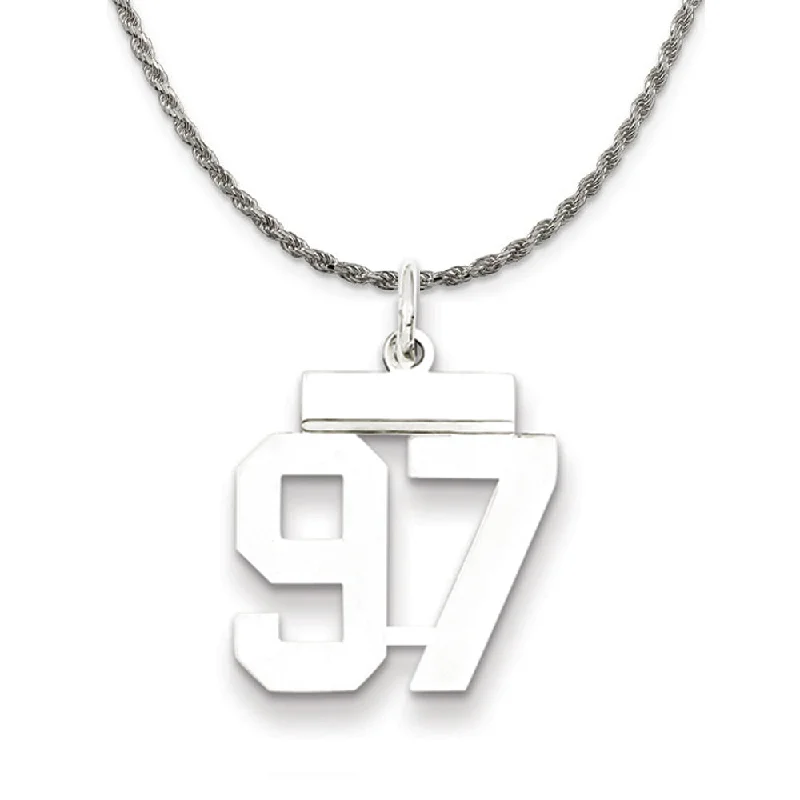 Sterling Silver Athletic Lg Polished Number 97 Necklace