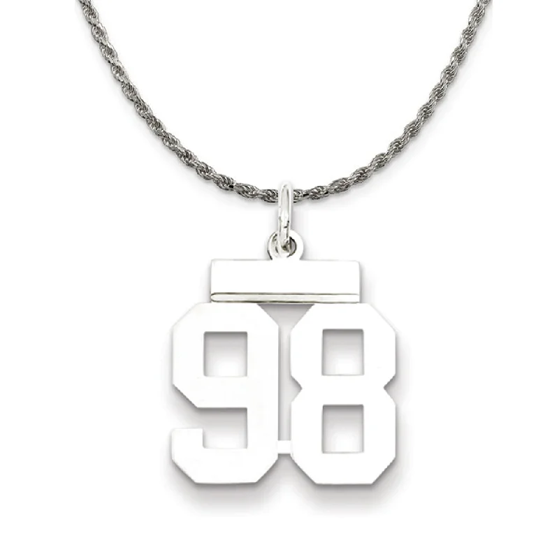 Sterling Silver Athletic Lg Polished Number 98 Necklace