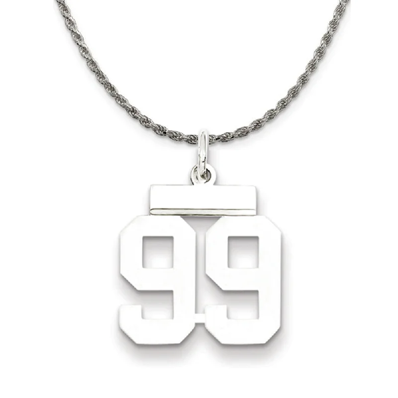 Sterling Silver Athletic Lg Polished Number 99 Necklace