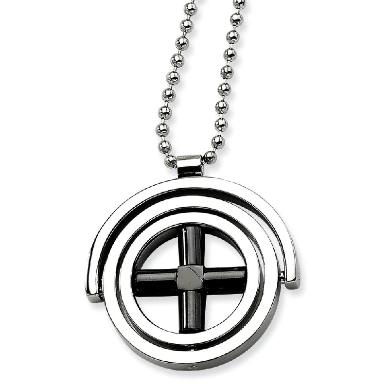 Two-Tone Stainless Steel Circle Necklace - 22 Inch