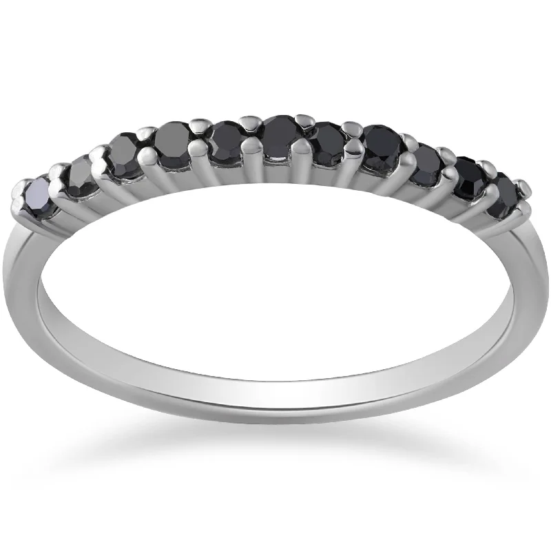 1/3ct Black Diamond Ring 10K White Gold