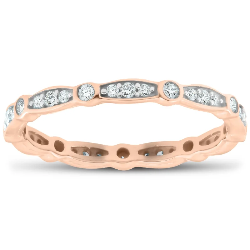 1/3ct Diamond Eternity Wedding Ring 14K Rose Gold