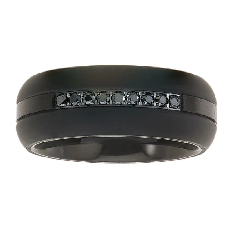 1/5 CTW Diamond Wedding Ring in Black Tungsten