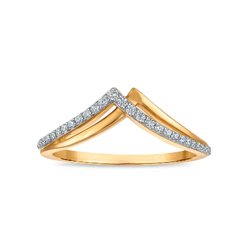 1/8 CTW Diamond Double Chevron Fashion Ring in 10KT Yellow Gold