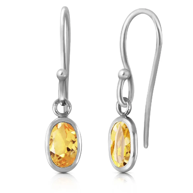 1 Carat 14K Solid White Gold Surrender Citrine Earrings