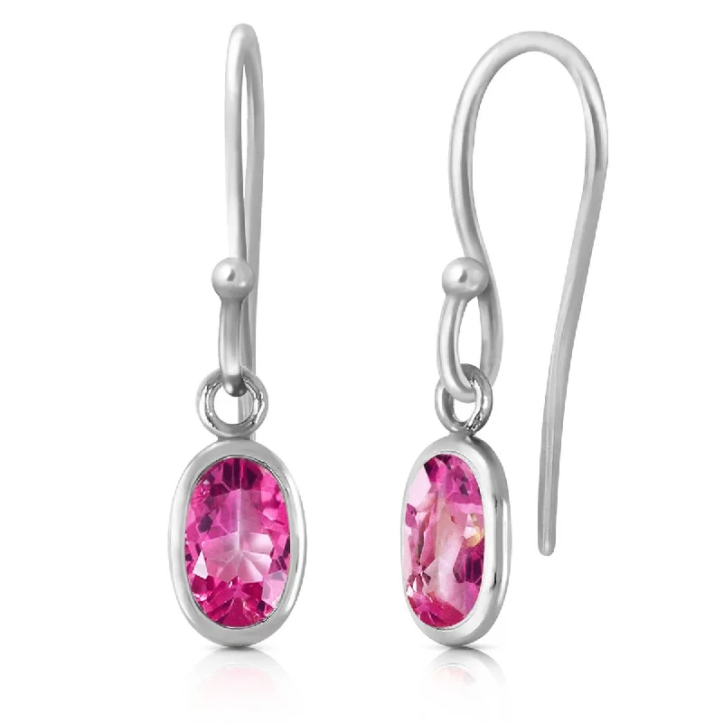 1 Carat 14K Solid White Gold Untie The Knot Pink Topaz Earrings