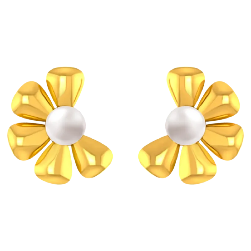 14k Dainty Earrings With Half Floral Design From Online Exclusive