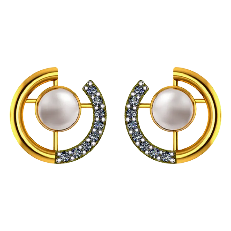 14k Gold Earrings With Pearl And Stone Detailing