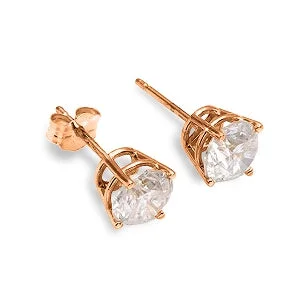 14K Solid Rose Gold Stud Earrings w/ 0.50 Carat Natural Diamonds