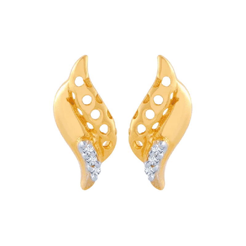 14KT (585) Yellow Gold And American Diamond Stud Earrings For Women