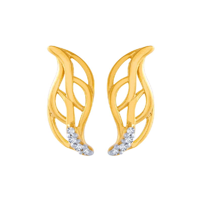 14KT (585) Yellow Gold And American Diamond Stud Earrings For Women