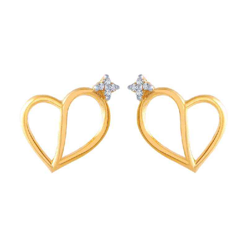 14KT (585) Yellow Gold And American Diamond Stud Earrings For Women