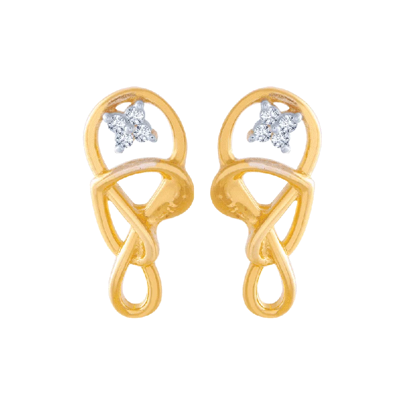 14KT (585) Yellow Gold And American Diamond Stud Earrings For Women