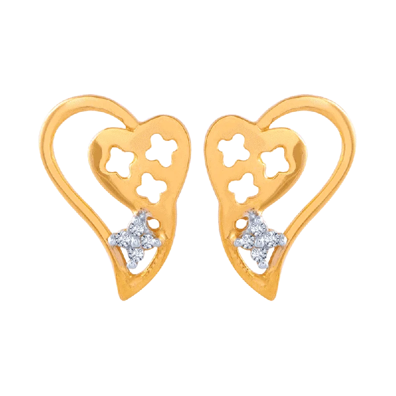 14KT (585) Yellow Gold And American Diamond Stud Earrings For Women